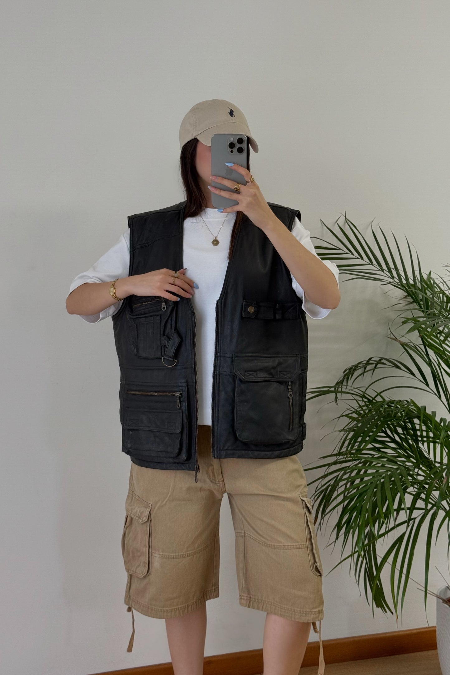 Vintage gilet in pelle