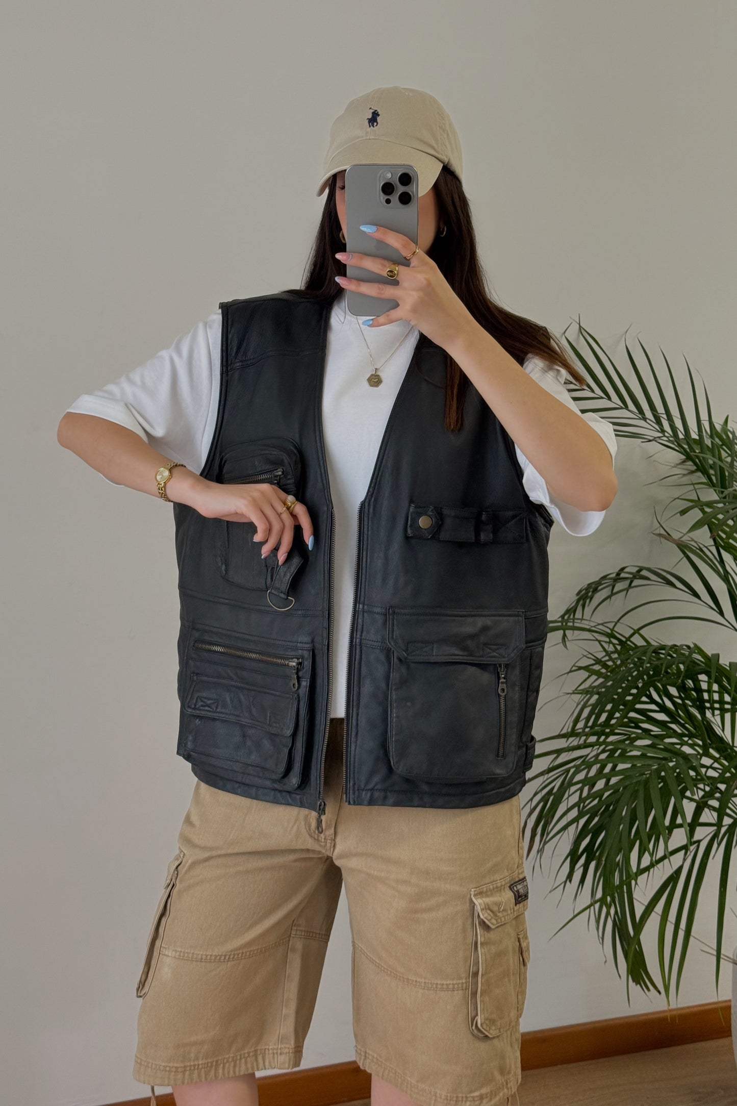 Vintage gilet in pelle