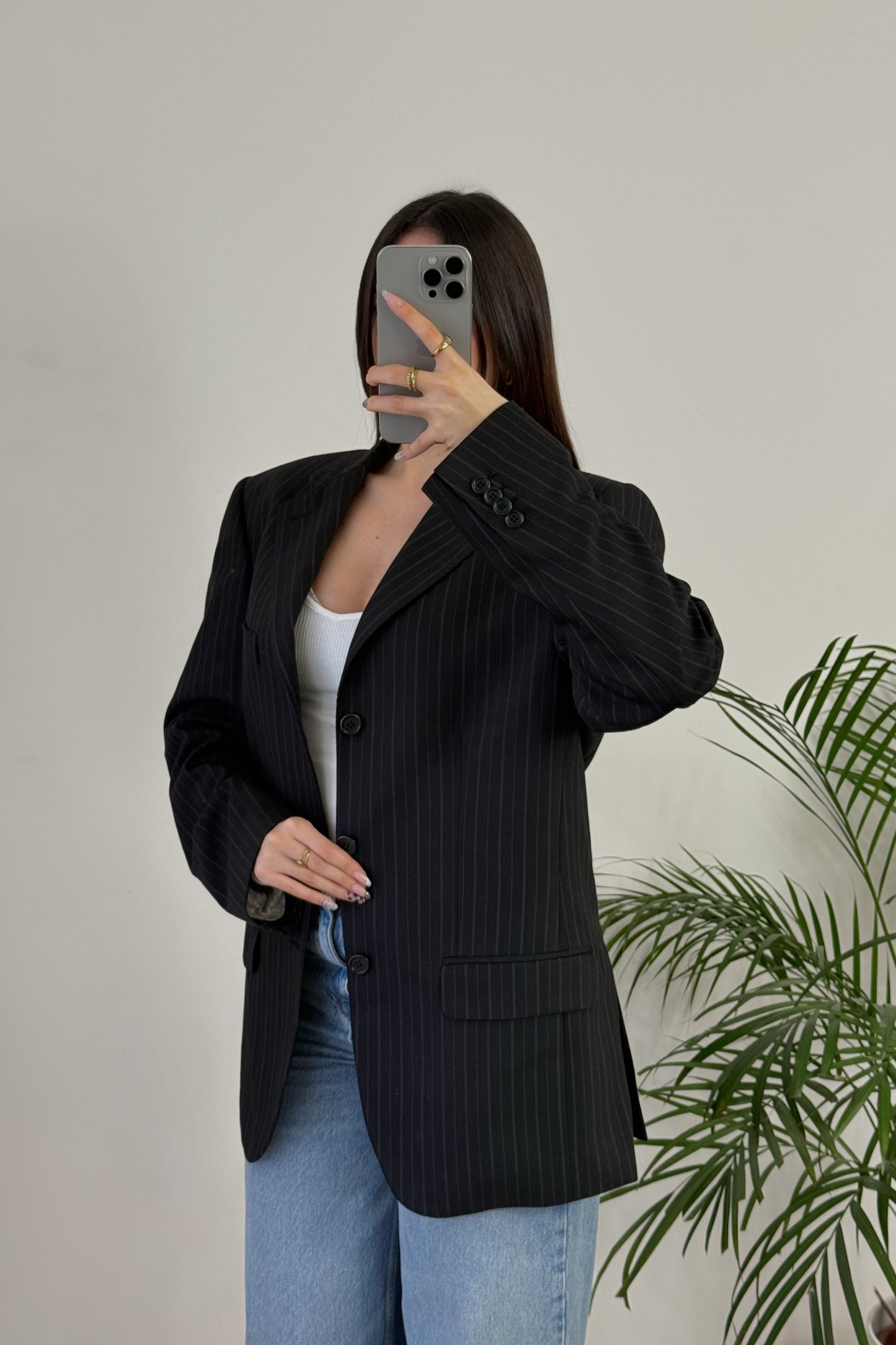 Blazer gessato 100% lana