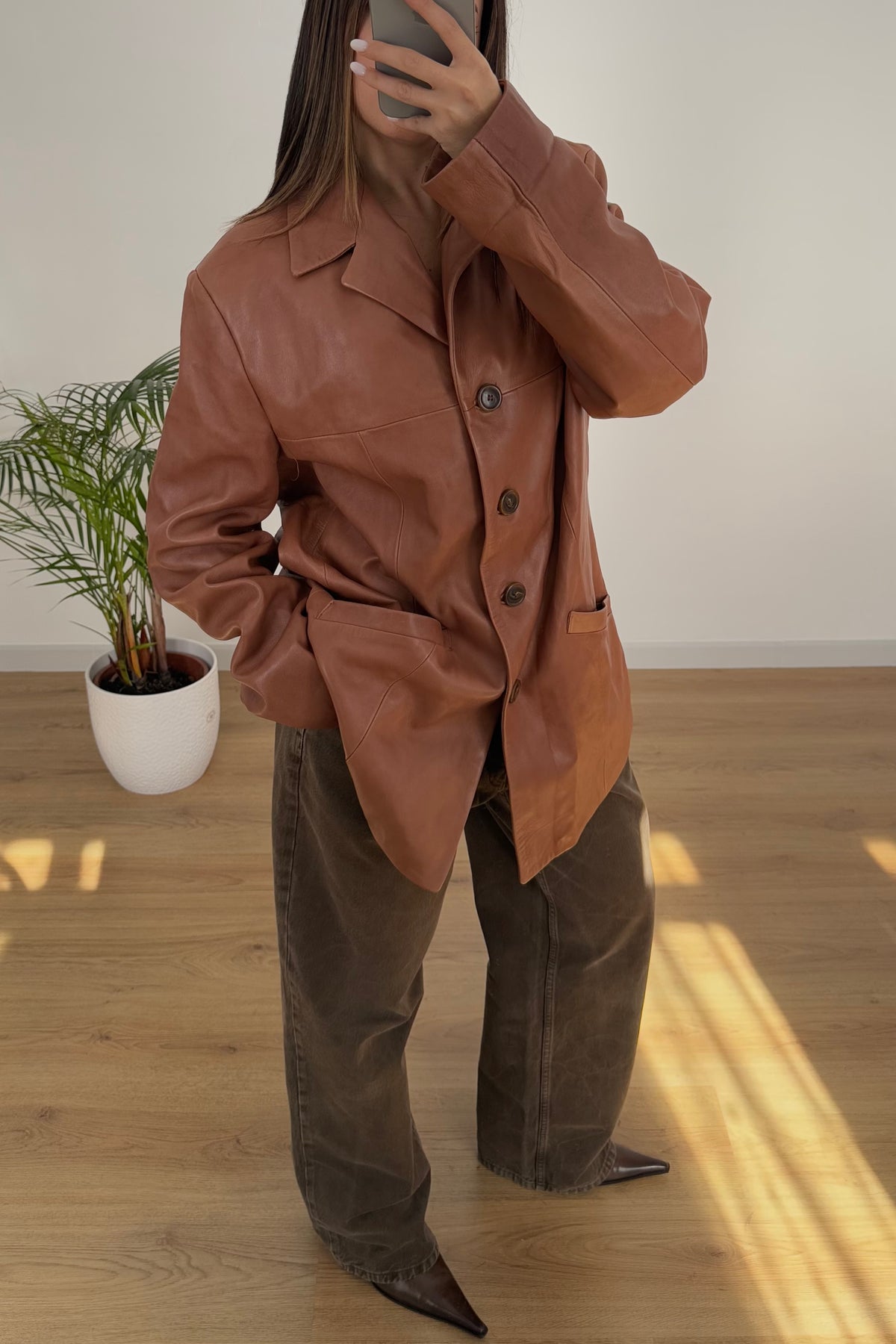 Giacca vintage 100% vera pelle - M