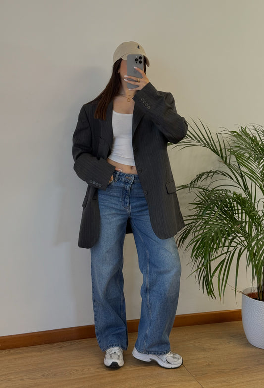 Blazer gessato 100% lana