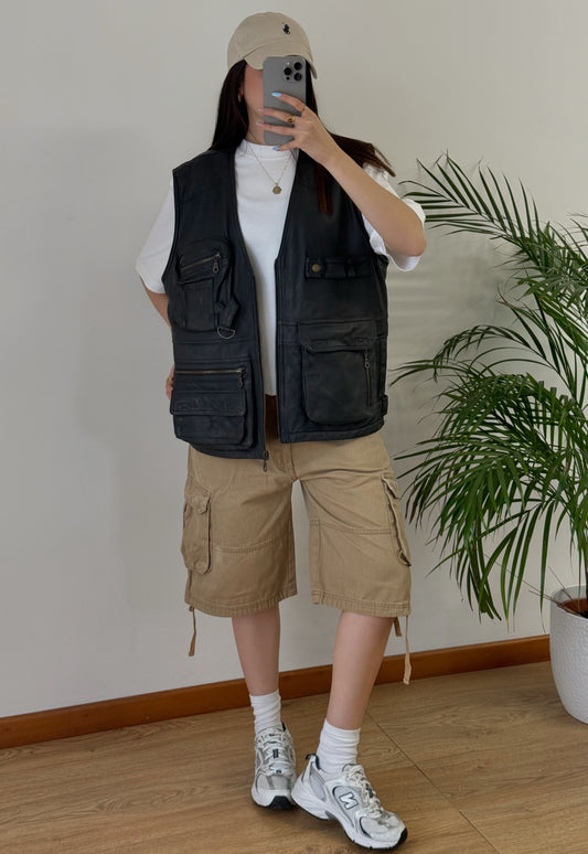 Vintage gilet in pelle
