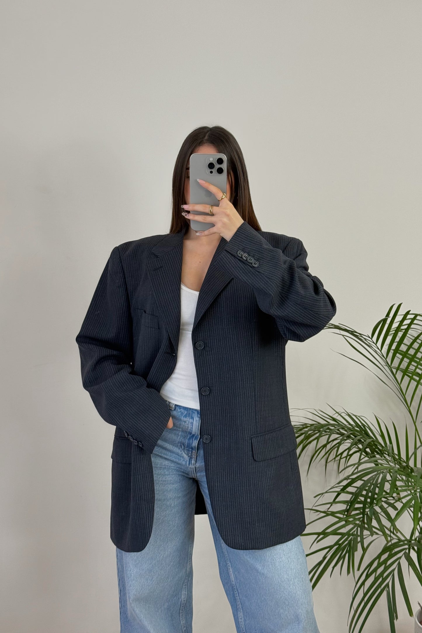 Blazer gessato 100% lana