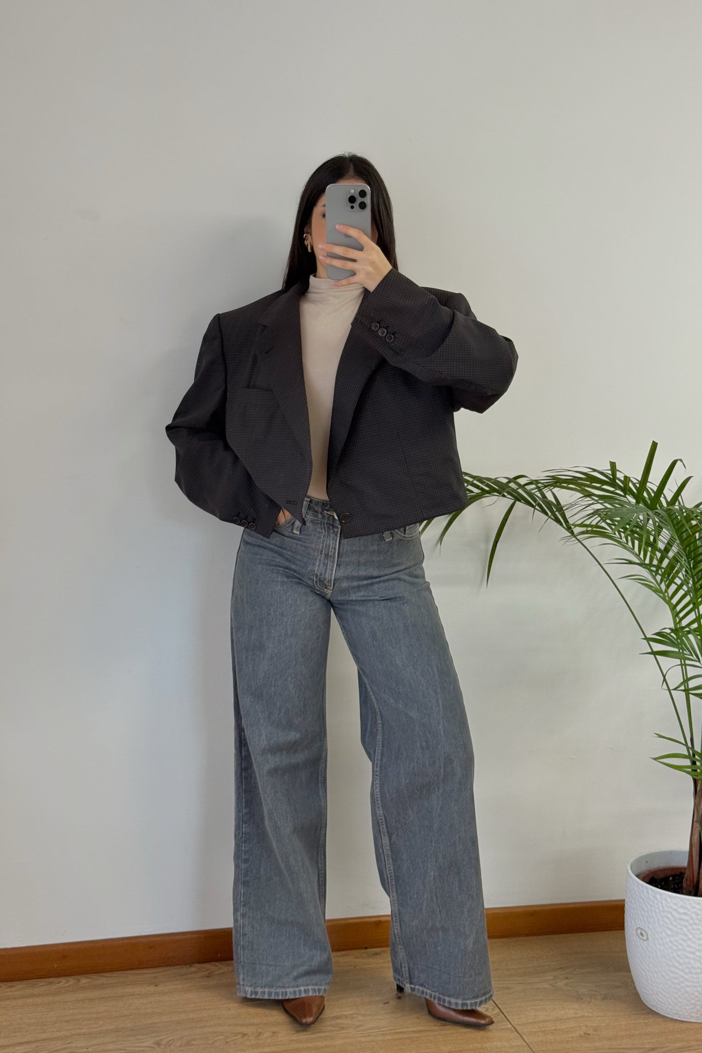 Vintage blazer crop 100% lana 120's