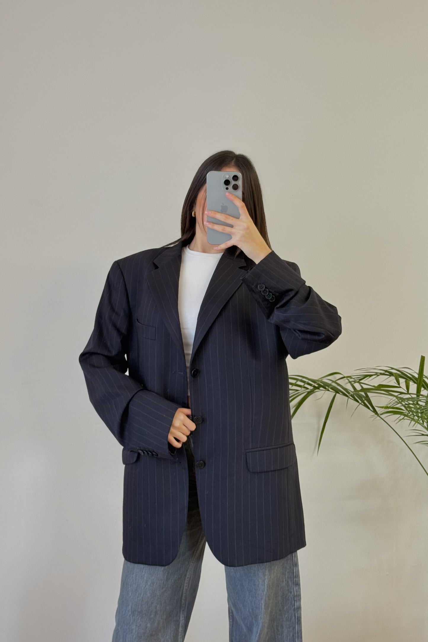 Vintage blazer gessato 100% lana