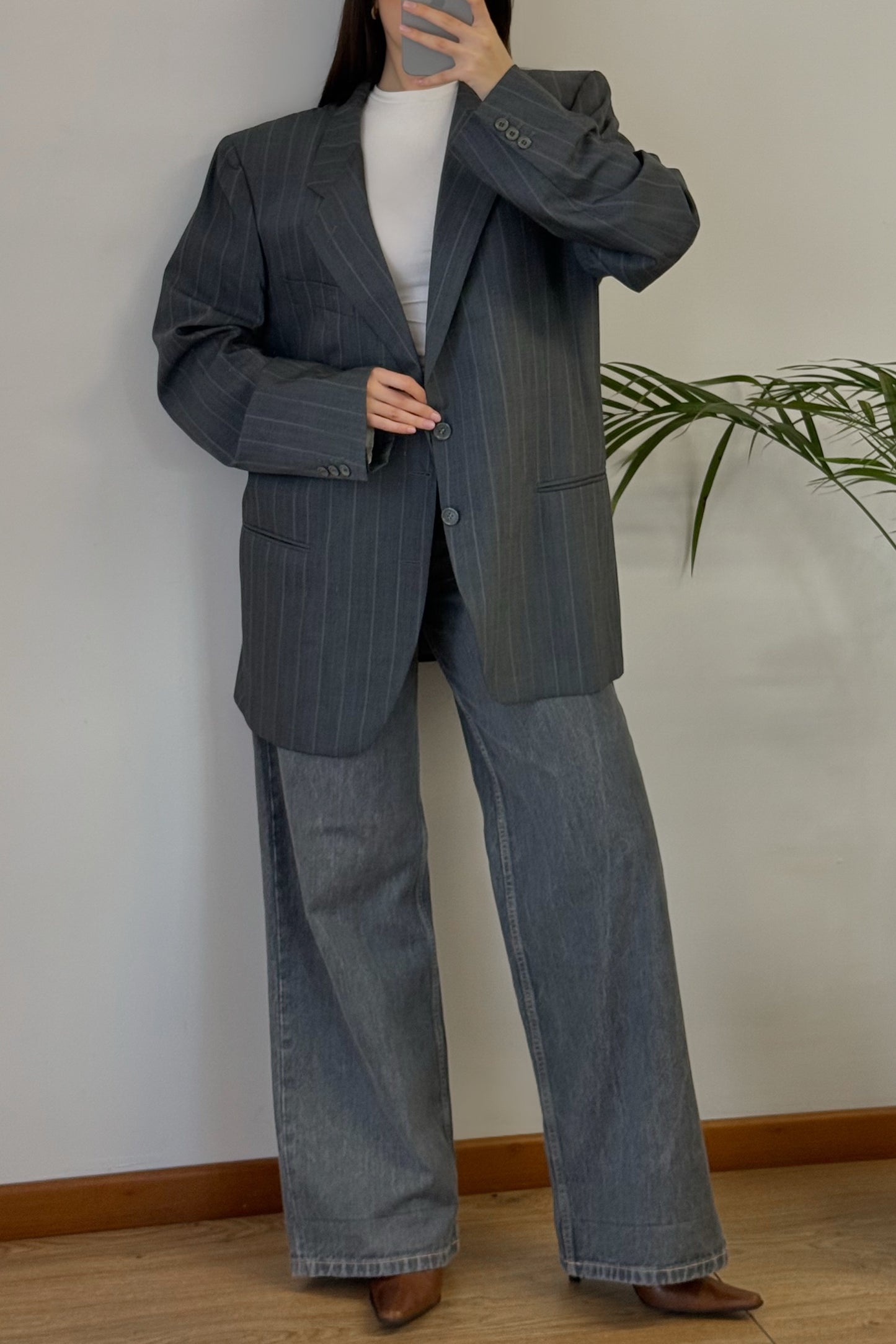 Vintage blazer gessato 100% lana