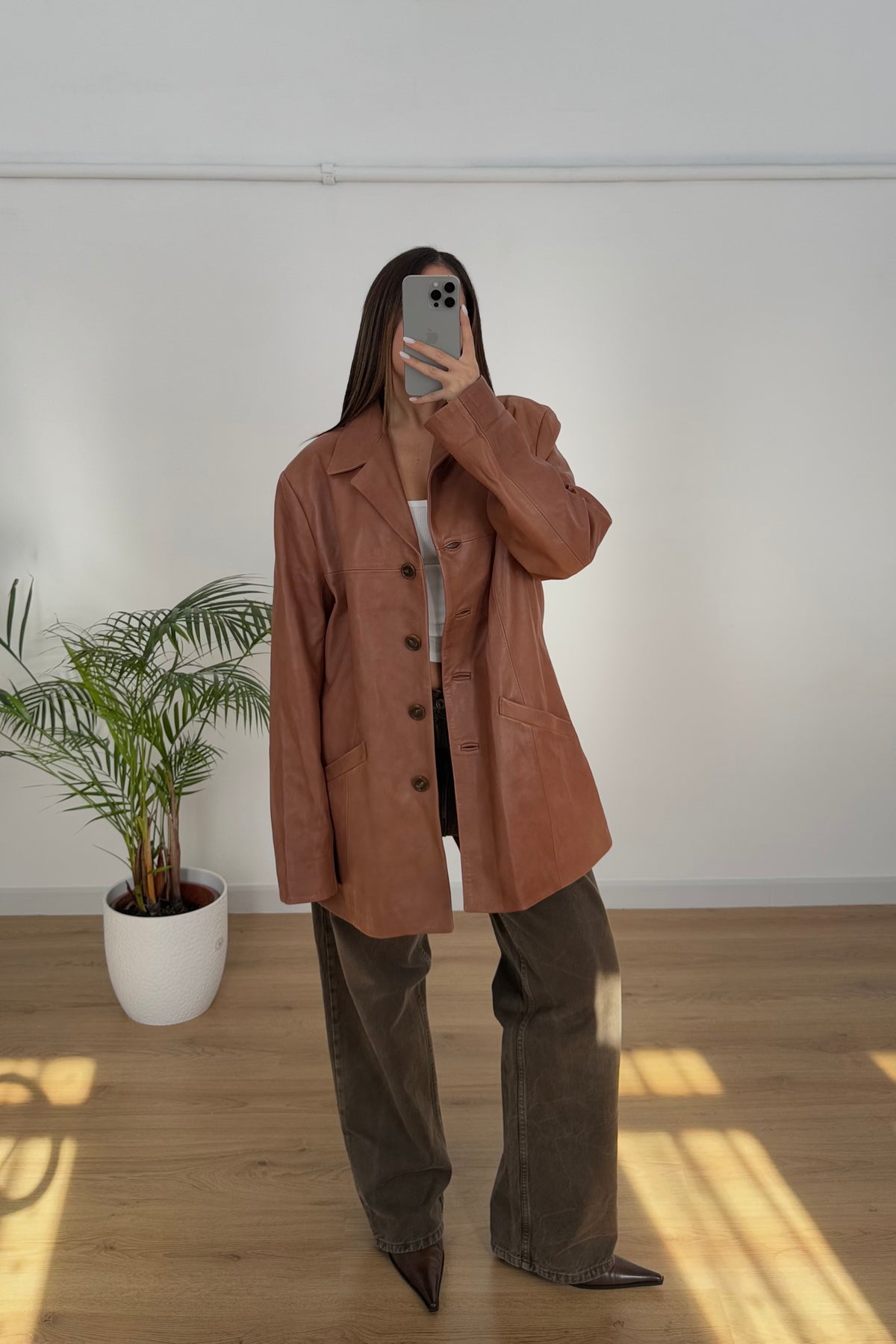 Giacca vintage 100% vera pelle - M
