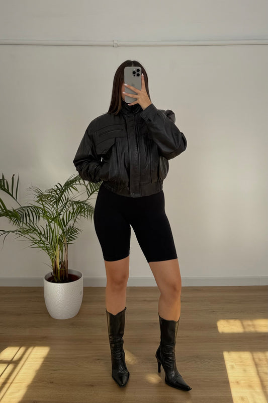 Bomber vintage 100% vera pelle - S