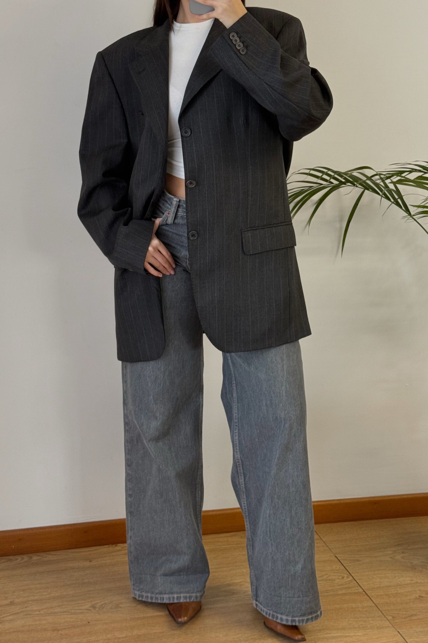 Vintage blazer gessato 100% lana