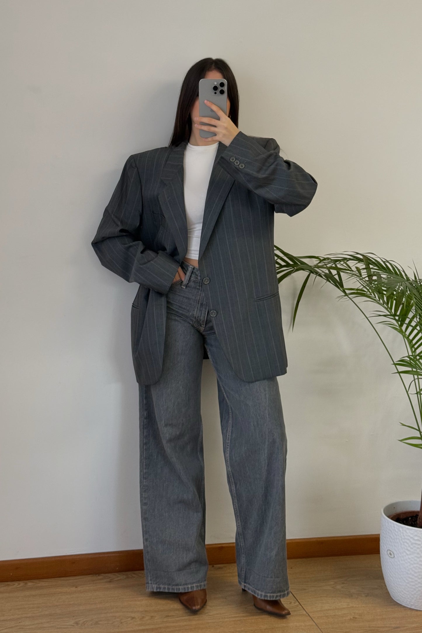 Vintage blazer gessato 100% lana