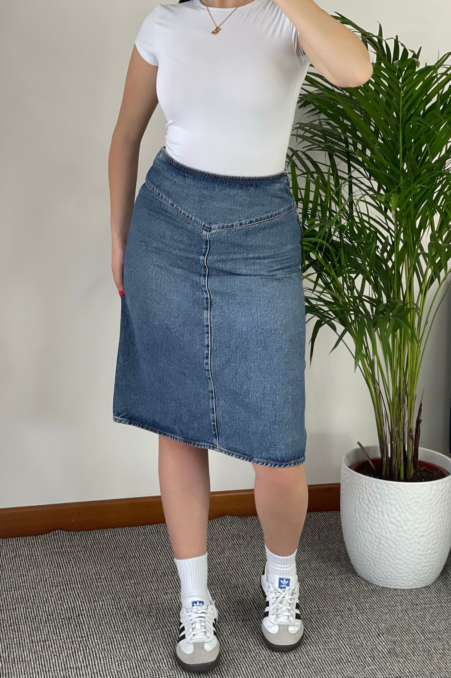 Denim midi skirt